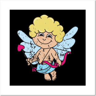 Retro Vintage Grunge Valentine's Day Cupid Posters and Art